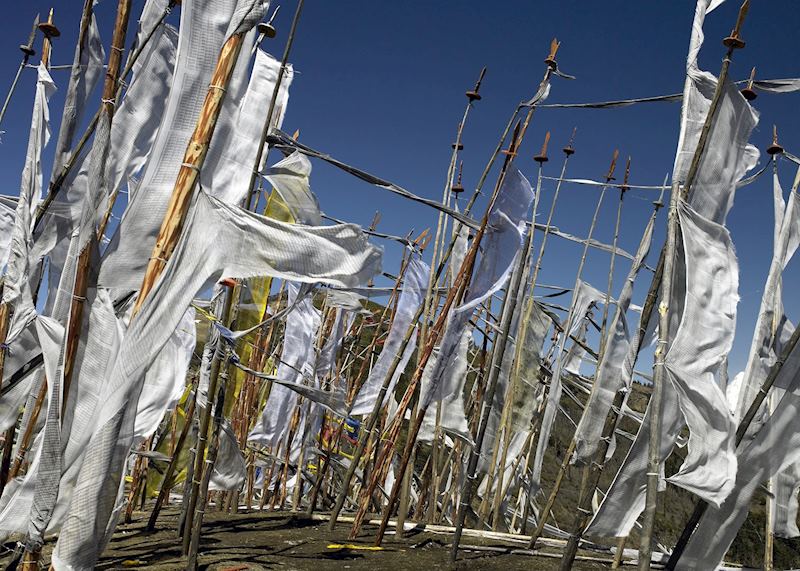Prayer flags above the Phobjikha valley, Bhutan