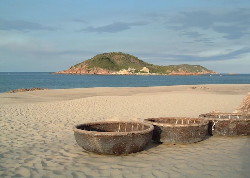 Coracles on the beach at Qui Nhon, Vietnam