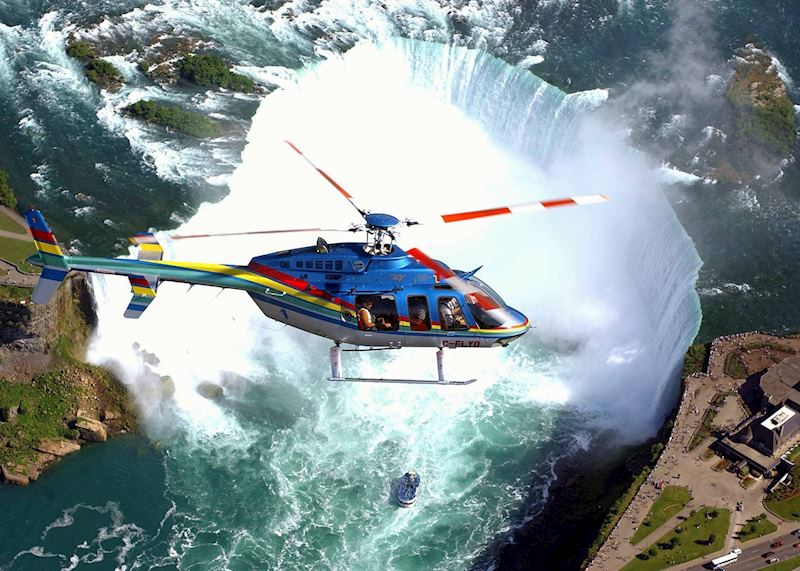 Helicopter flight over Niagara Falls