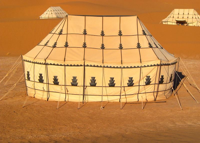 Standard tent in Dunes Camp, Near Zaouia-Sidi-Abd-en-Nebi, Zagora