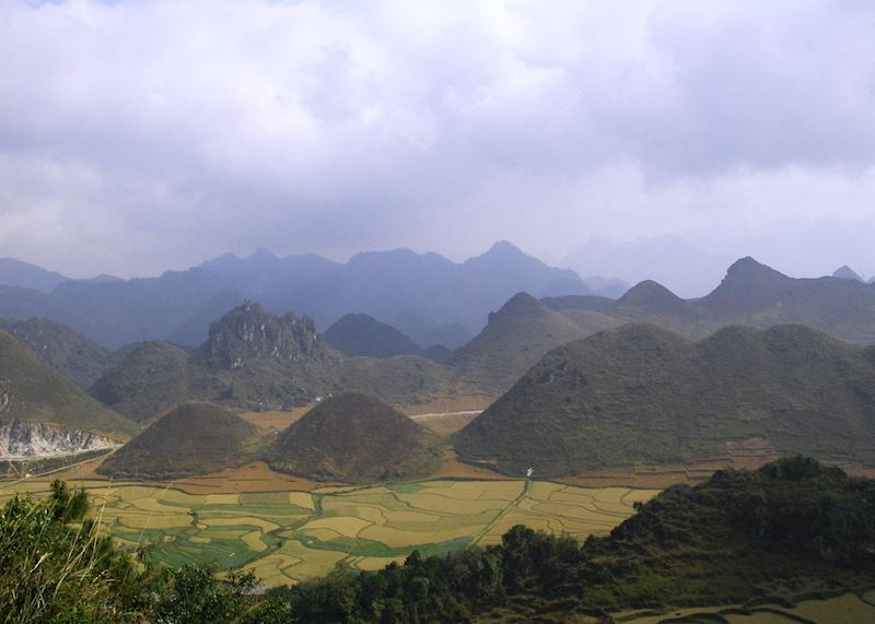 Mountains and paddy fields outside Ha Giang town