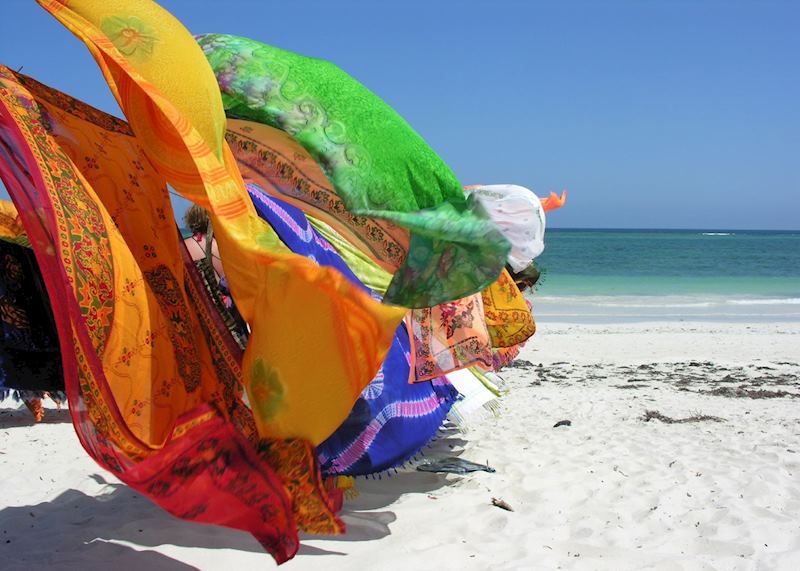 Sarongs for sale on Diani Beach
