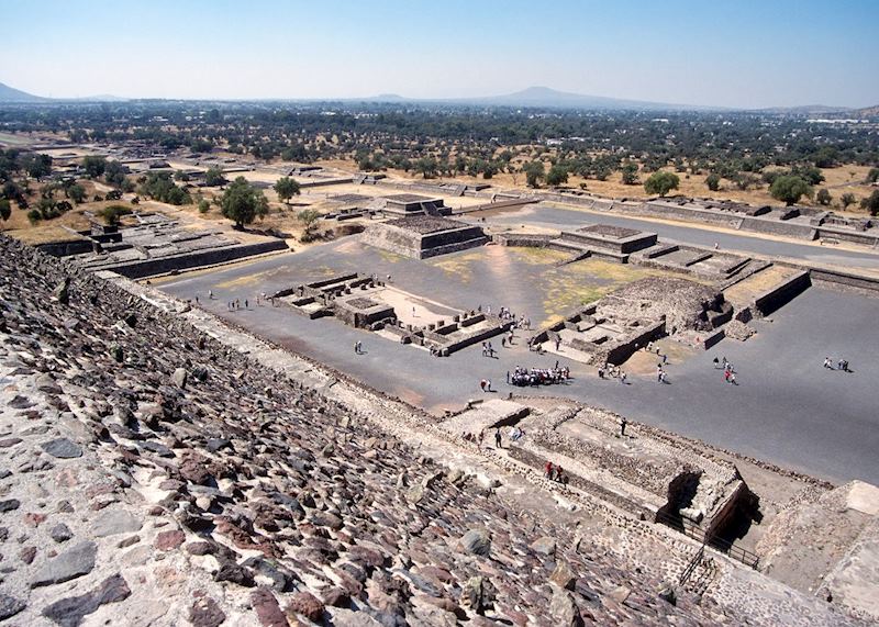 Teotihuacan, the Aztec city, near Mexico City view from the Pyramid of the sun