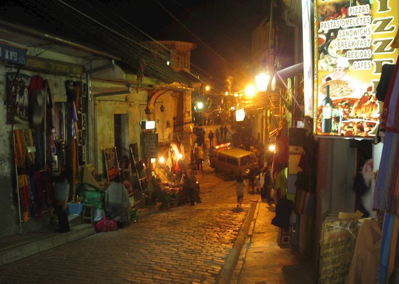 Witches Market by night, La Paz