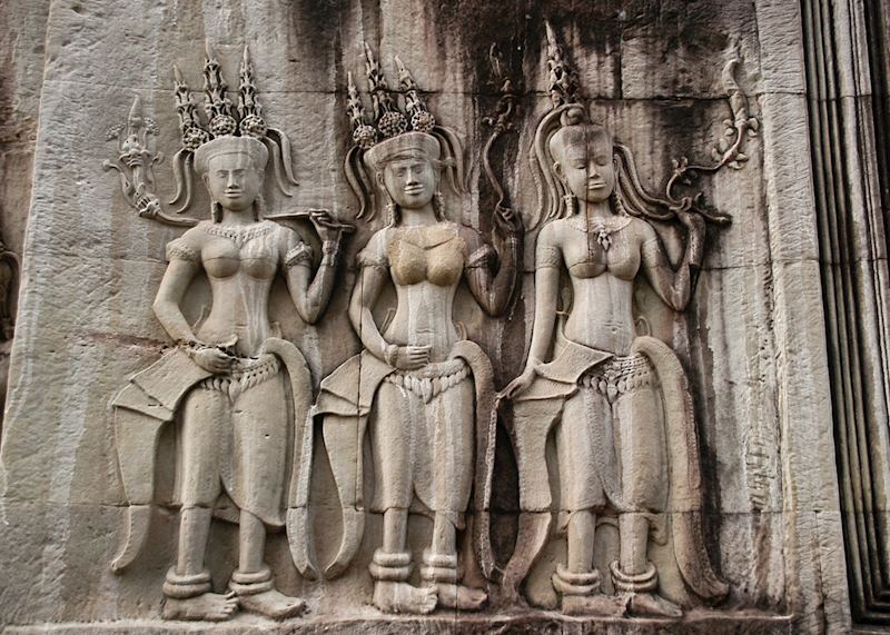 Intricate stone carvings at Angkor