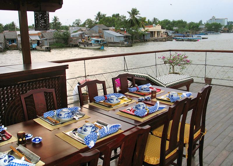 Eating on deck, Bassac Boat, Saigon