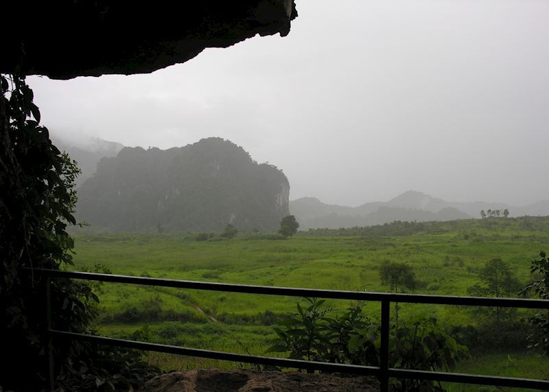 View from gun placement cave, Vieng Xai