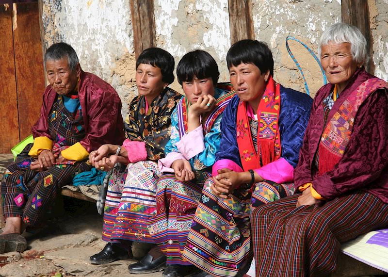 Friendly locals at a festival, Jakar