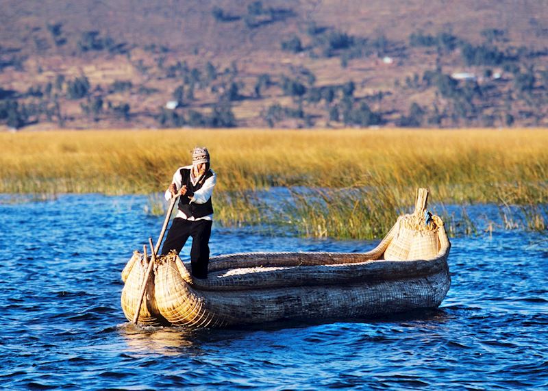 Local man in a reed boat