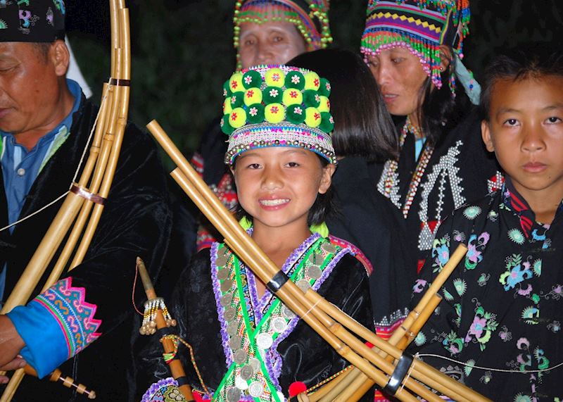 Lahu and Hmong musicians, Lanjia Lodge, Thailand