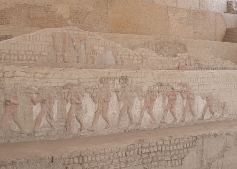 Excavated painted carvings at El Brujo