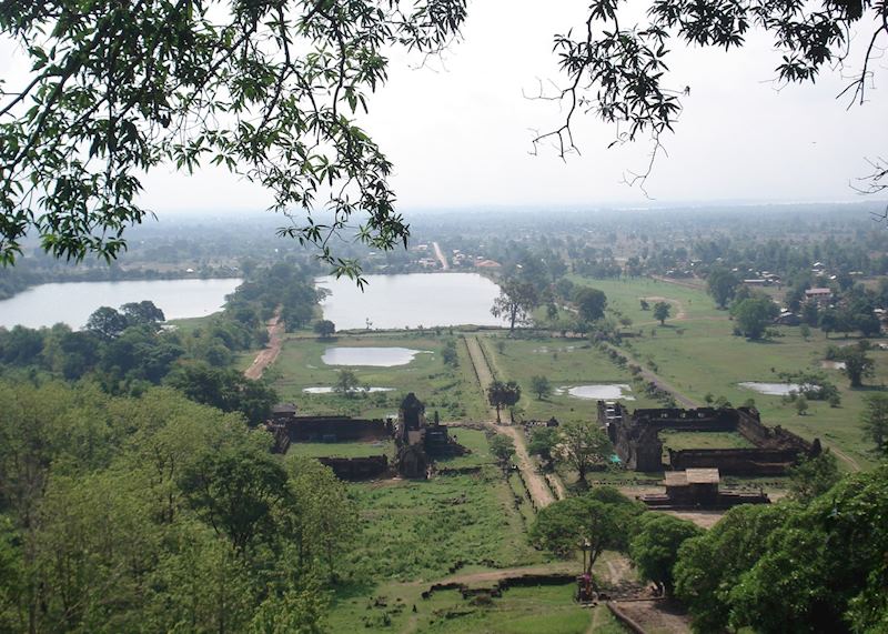 View over Wat Phou Pavilions and former Baray's, Wat Phou Temple, Champasak Province