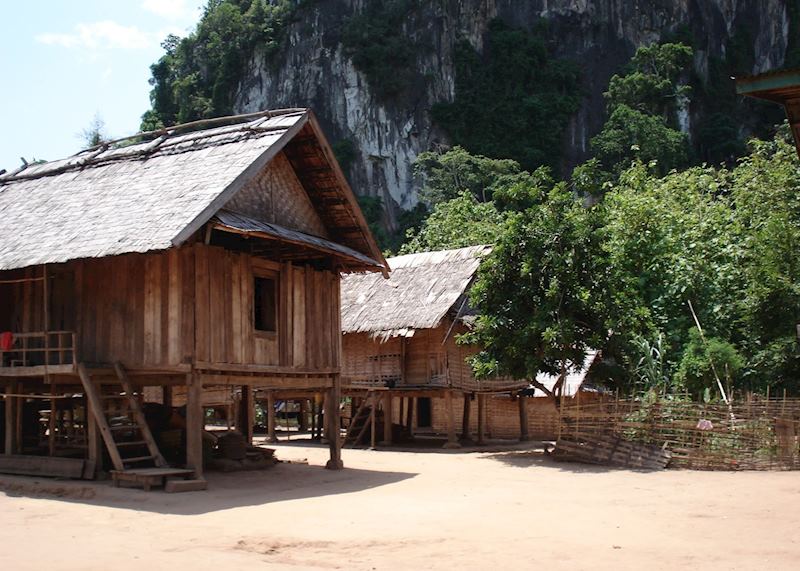 Local minority village enroute from Nong Khiaw by boat, Laos