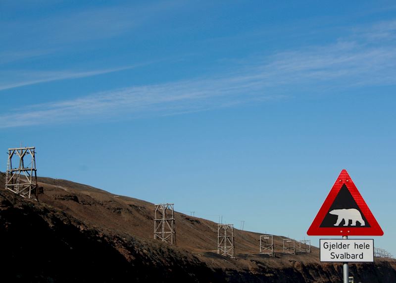 The sign that greets you in Longyearbyen, Spitsbergen