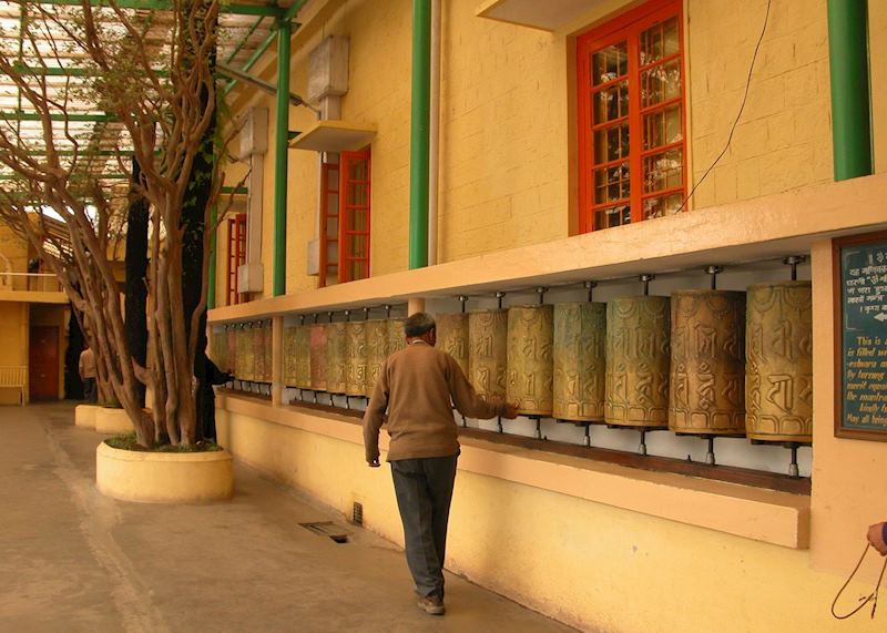 Prayer wheels at the Dalai Lama Temple, McLeodganj