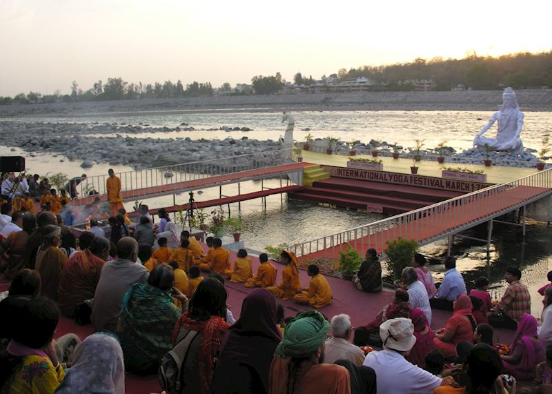 Evening aarti on the Ganges at Rishikesh