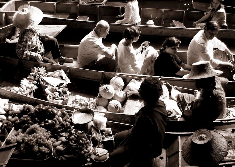 Traditional floating market, Amphawa, Thailand