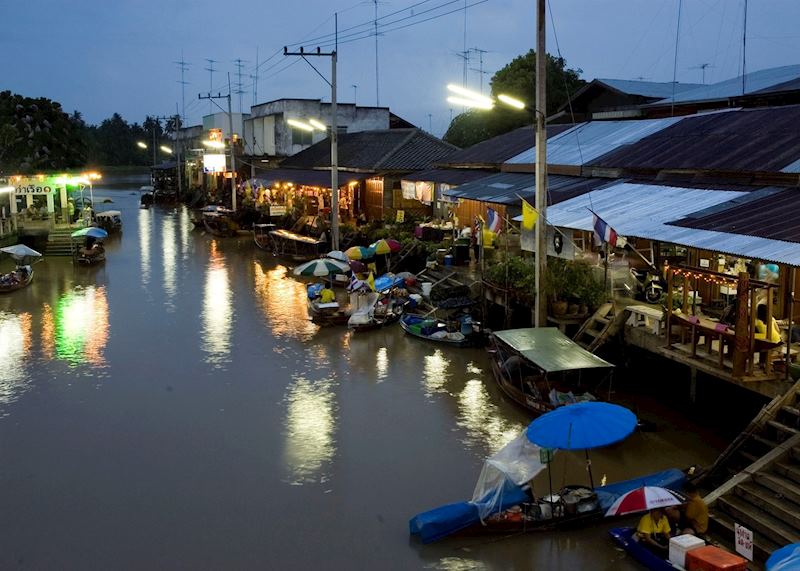 Evening floating market, Amphawa, Thailand