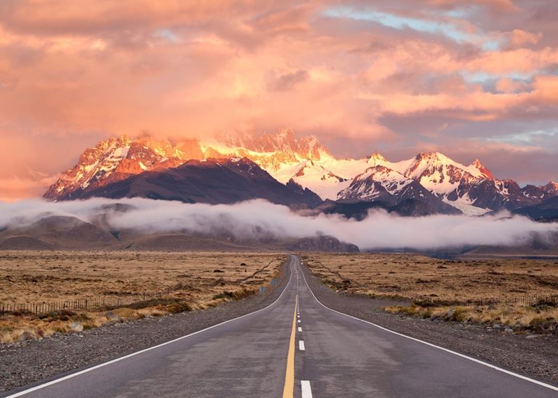 Road towards the Fitzroy Massif, near El Chaltén, Argentina