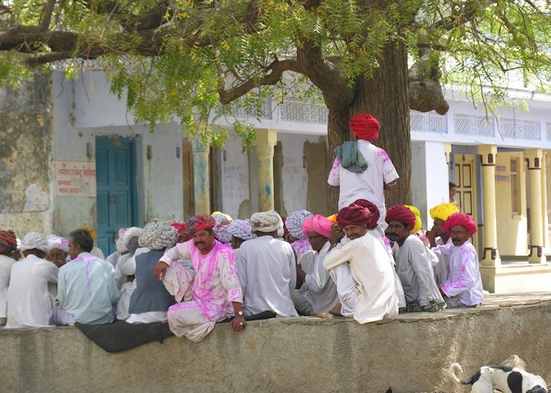 Village meeting during Holi, Chhatra Sagar, Rajasthan