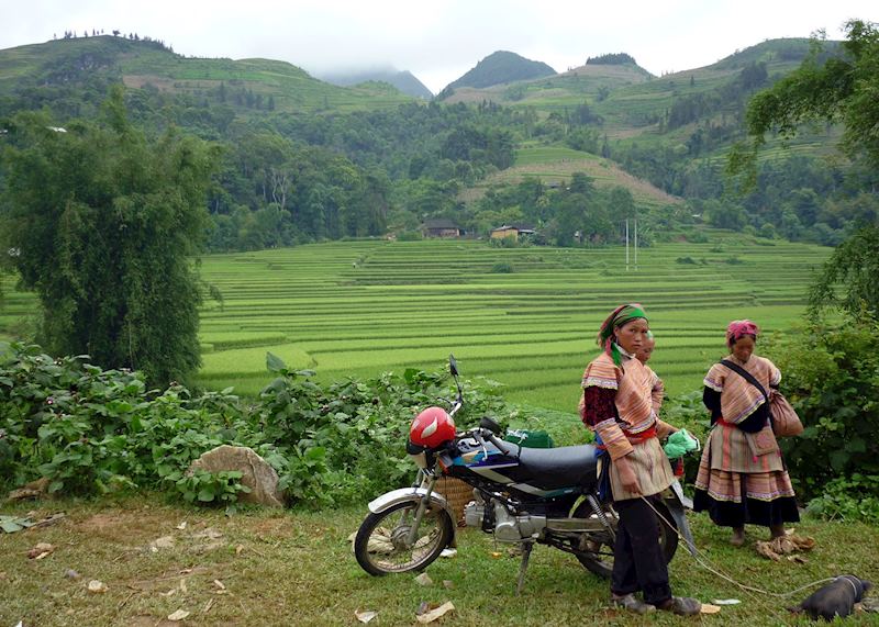 Tribeswomen at a local market in Sapa