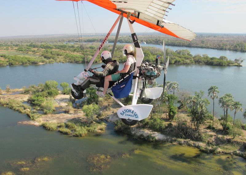 Microlighting over the Zambezi River, Livingstone