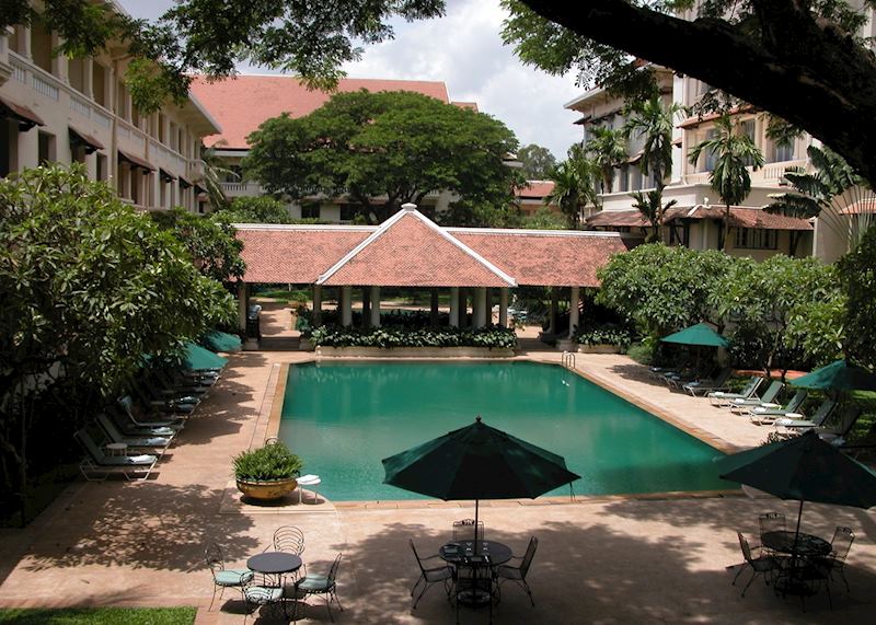 View of pool at the Raffles Hotel Le Royal, Phnom Penh