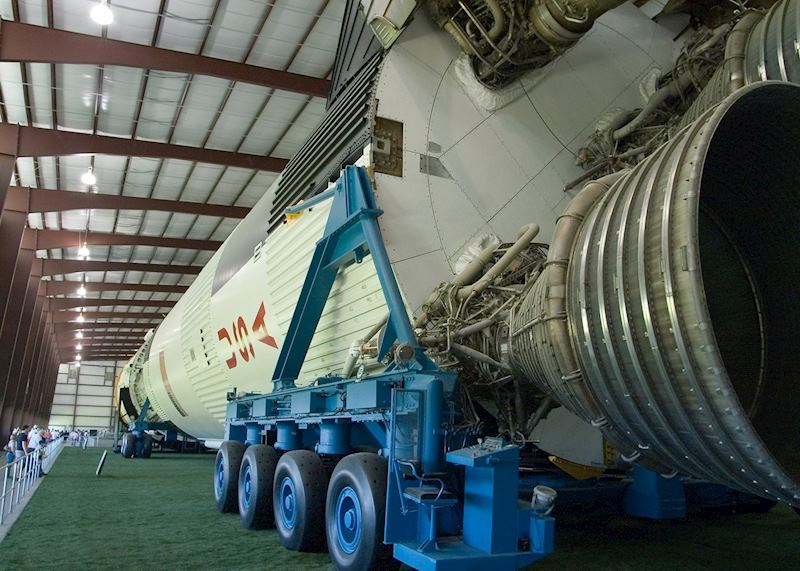 Saturn V spacecraft on display at NASA's Johnson Space Center in Houston, USA