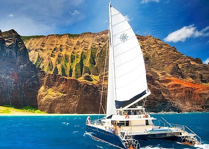 Captain Andy's Southern Star vessel off Kauai's Na Pali coast