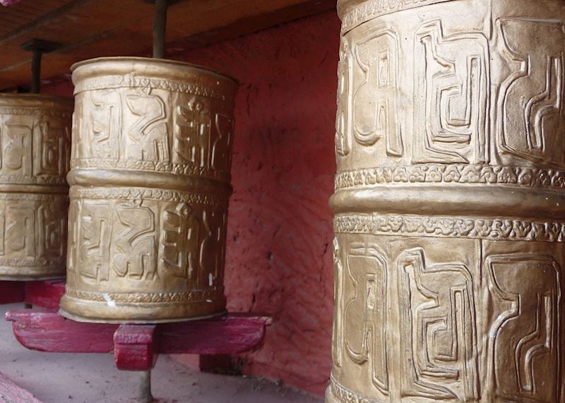 Prayer wheels at Thikse monastery