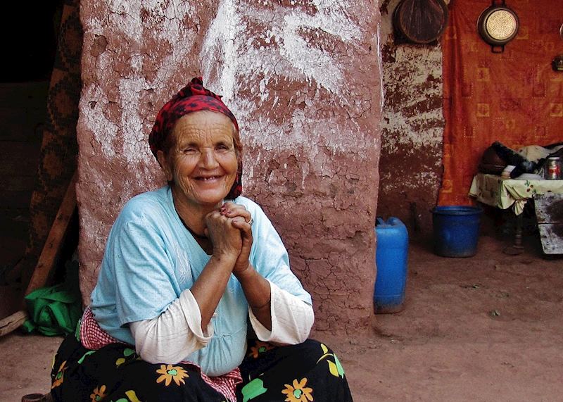 Berber lady in a traditional Berber house, Ourika Valley, Morocco