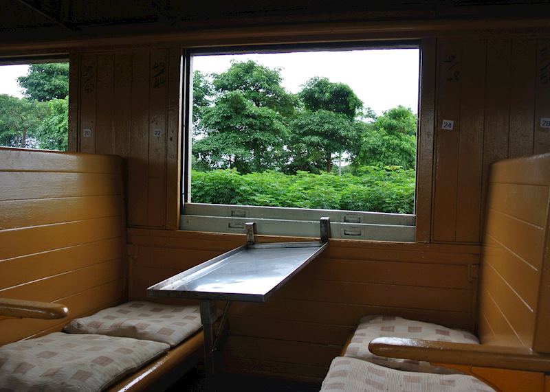 Cabin on the train to Tham Kra Sae station, Kanchanaburi