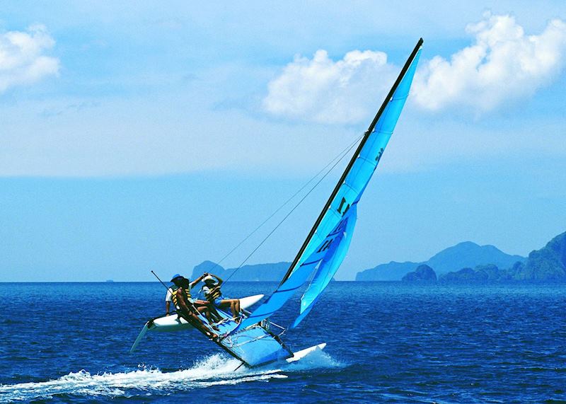 Sailing off the El Nido coastline, Philippines