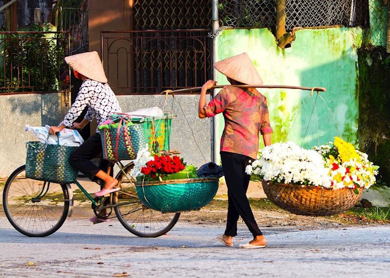 Flower seller in Hanoi, Vietnam