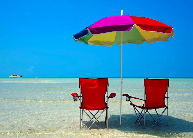 Deckchairs on the beach, near Key West