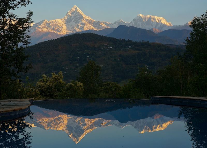 Annapurnas at sunrise (Fishtail Mountain on the left)