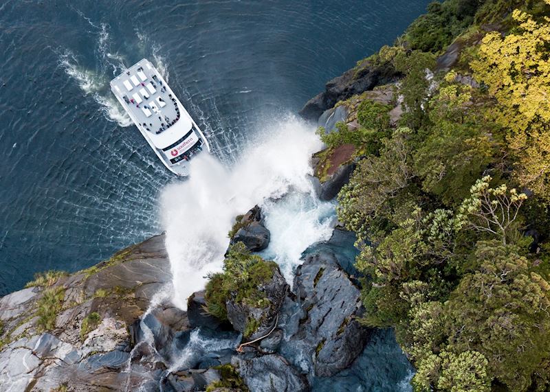 Milford Sound Waterfall Aerial Shot