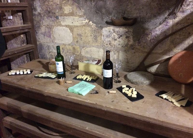 Cheese tasting in the cellars of Jean d'Alos, Bordeaux
