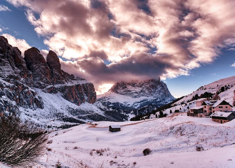 The Dolomites in snow, Alta Badia