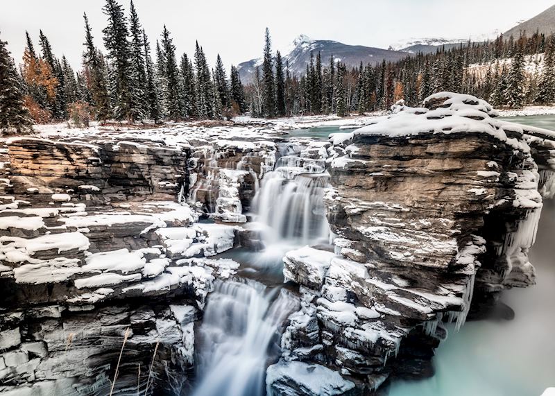 Sunwapta Falls in winter, near Jasper