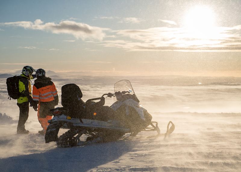 Snowmobiling and ice caving on East Langjökull, Gullfoss