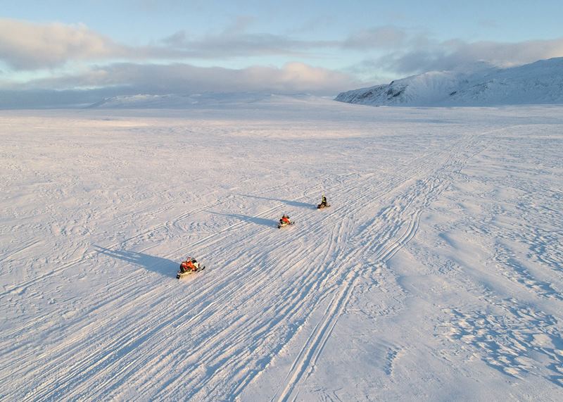 Snowmobiling on East Langjökull
