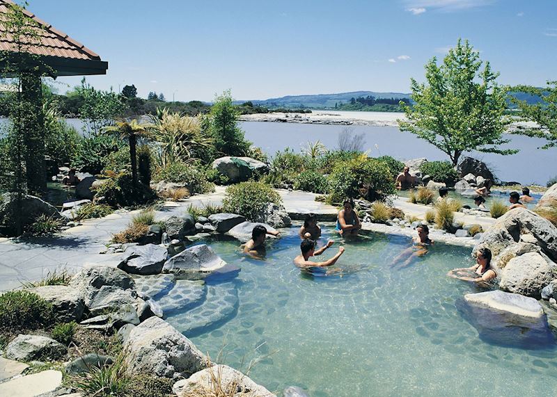 Relaxing at the Polynesian Spa, Rotorua