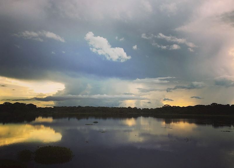 Sunset over Pantanal lagoons