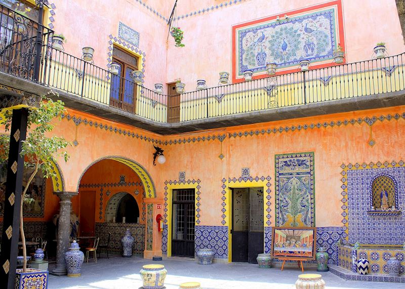 Tiled colonial property in Puebla, Mexico