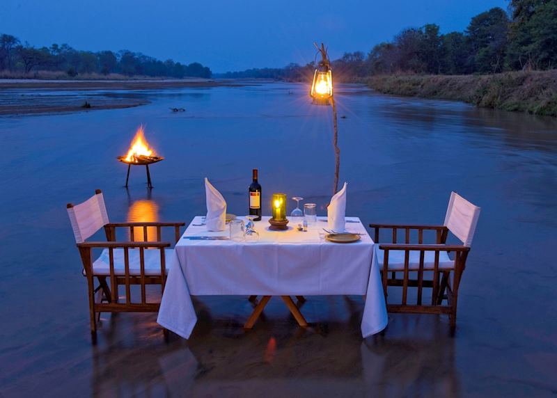 Dinner in the Kapamba River by the Bushcamp Company