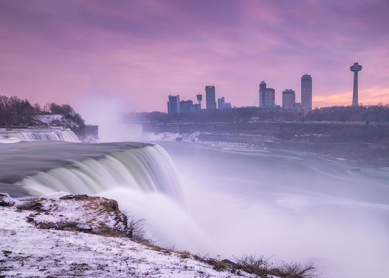 Twilight over Niagara Falls in winter, Niagara Falls